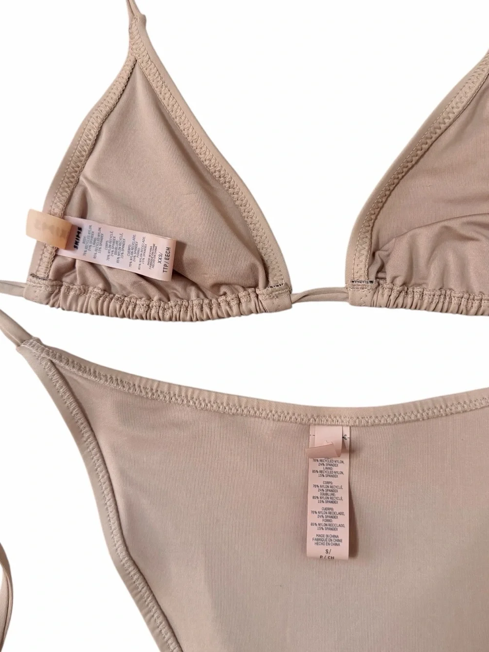 SKIMS NEW TAN TRIGLE BIKINI SET.